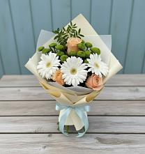 Букет цветов из:  Герберы, Розы и Хризантемы в Посёлке Палатка