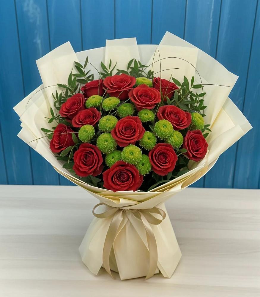 Букет цветов из: Розы и Хризантемы в Посёлке Палатка